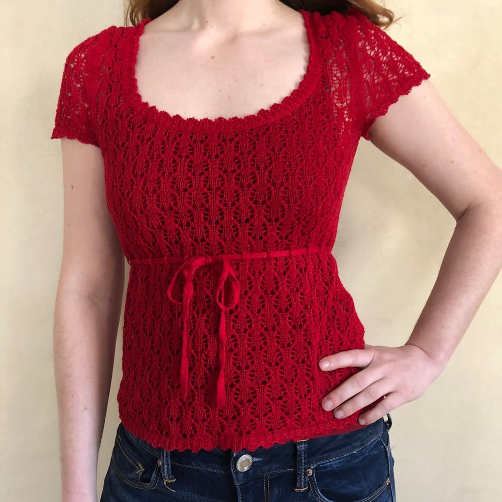 Reformation red crocheted top